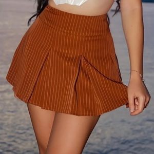Pleated Mini Summer Skirt - Rust